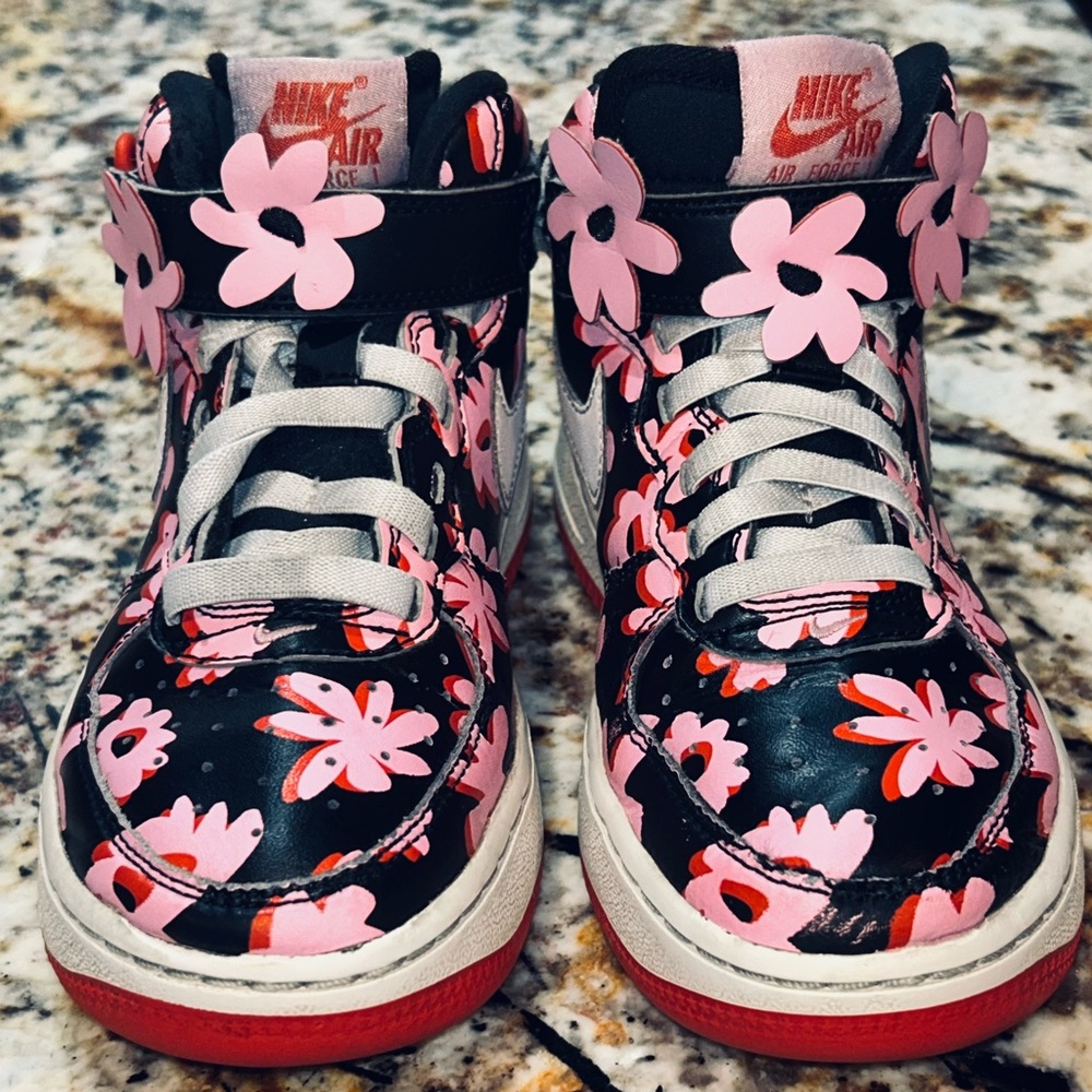Nike Air Force 1 Mid EasyOn SE Flower Power Black Pink Floral Kids FQ3692-001